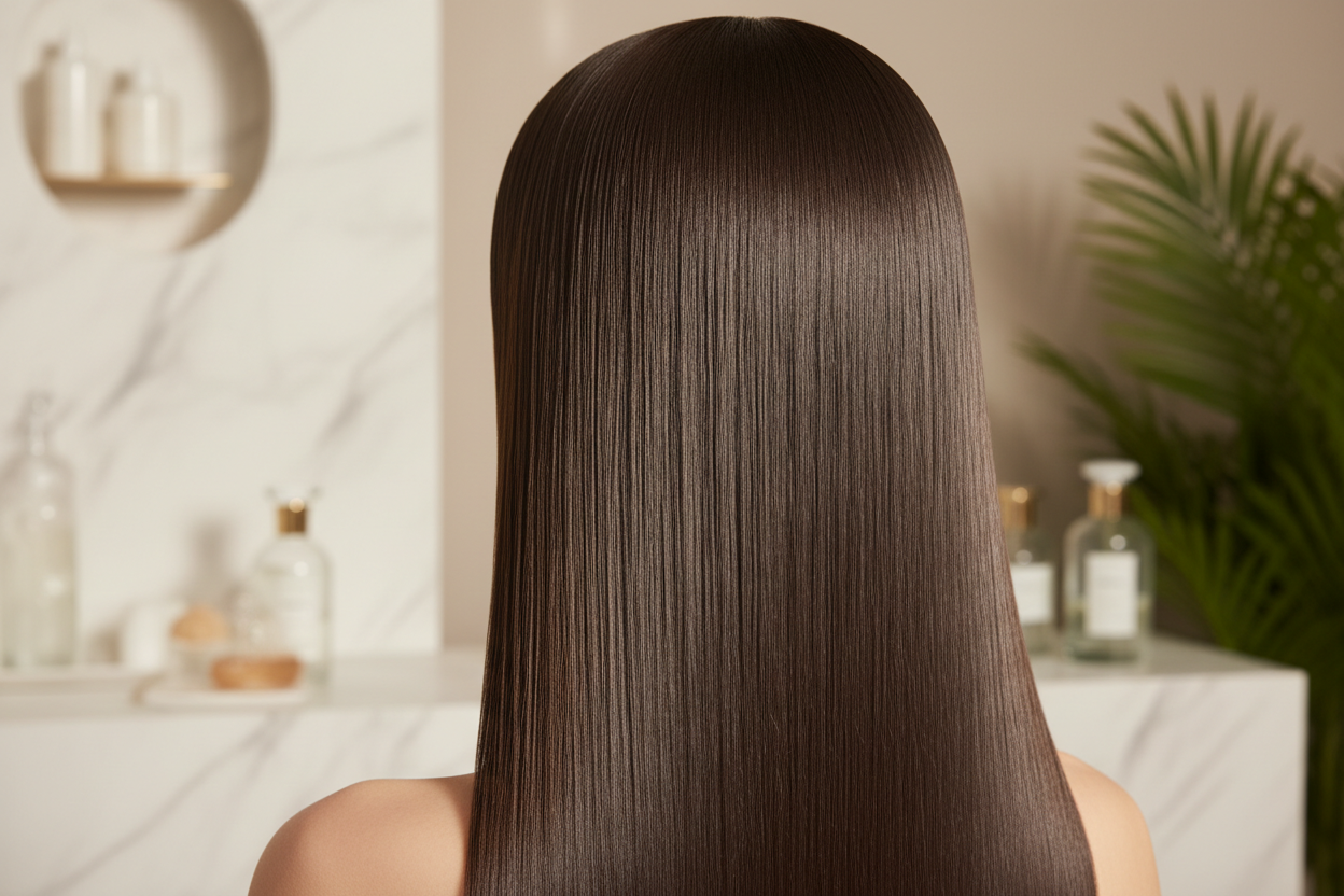 cheveux lisses et brillant a souhait. 